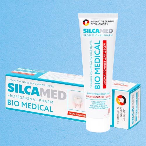 Зубная паста SILCAMED BIO MEDICAL с хлоргексидином 130 гр